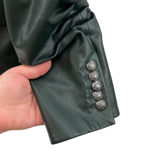 Veronica Beard Hollis Faux Leather Dickey Jacket Blazer Green Size 4 *Flawed - Picture 8 of 16